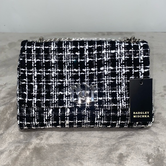 Badgley Mischka Handbags - Badgley Mischka Monochrome Tweed Bag